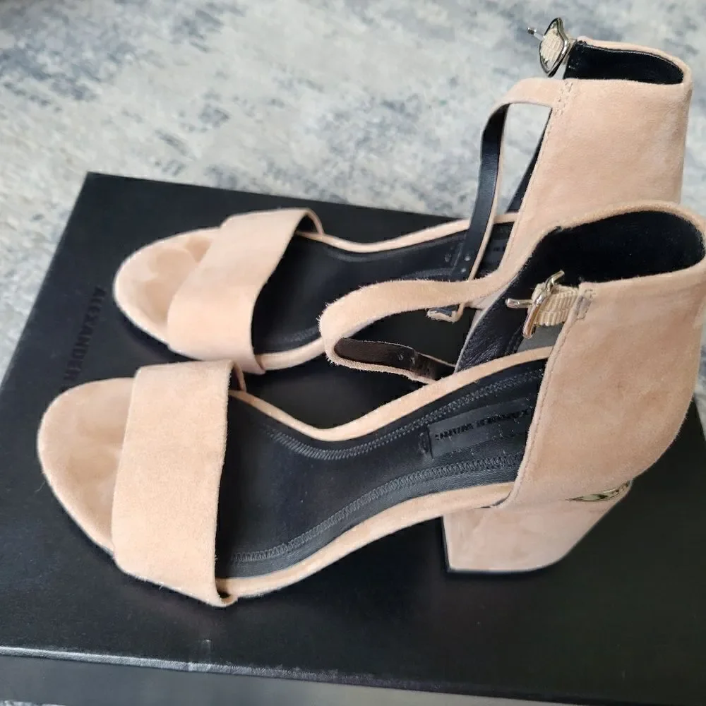 Alexander Wang Abby Suede Tilt-Heel City Sandal 36